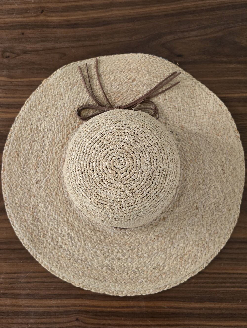 Straw Wide Brim Sun Hat with Brown Band - Women Accessories - Picture 6 of 6